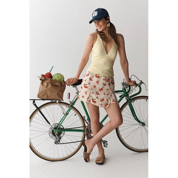 NWT Size S - Farm Rio Cherry Linen Blend Skort (NWT US$ 148) - Picture 1 of 16